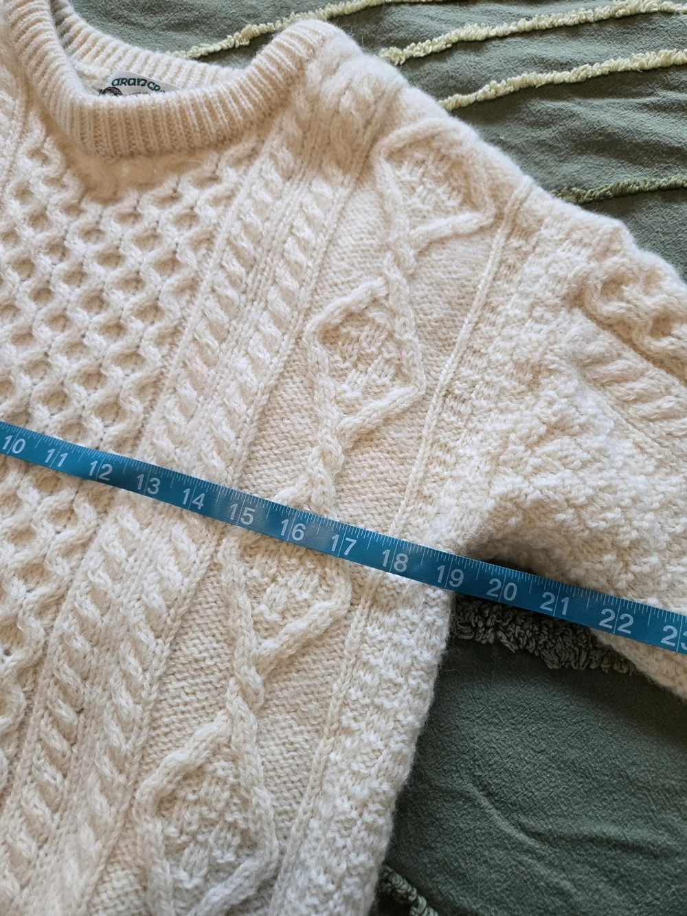 Aran Crafts Cream Cable Knit 100% Wool Sweater